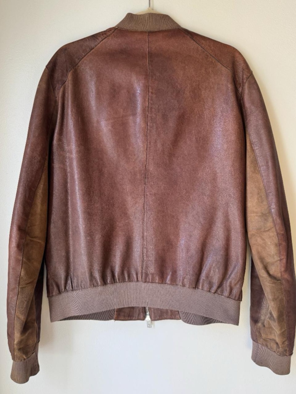 ALLSAINTS Brown Leather Bomber Jacket- Medium - Picture 2 of 5